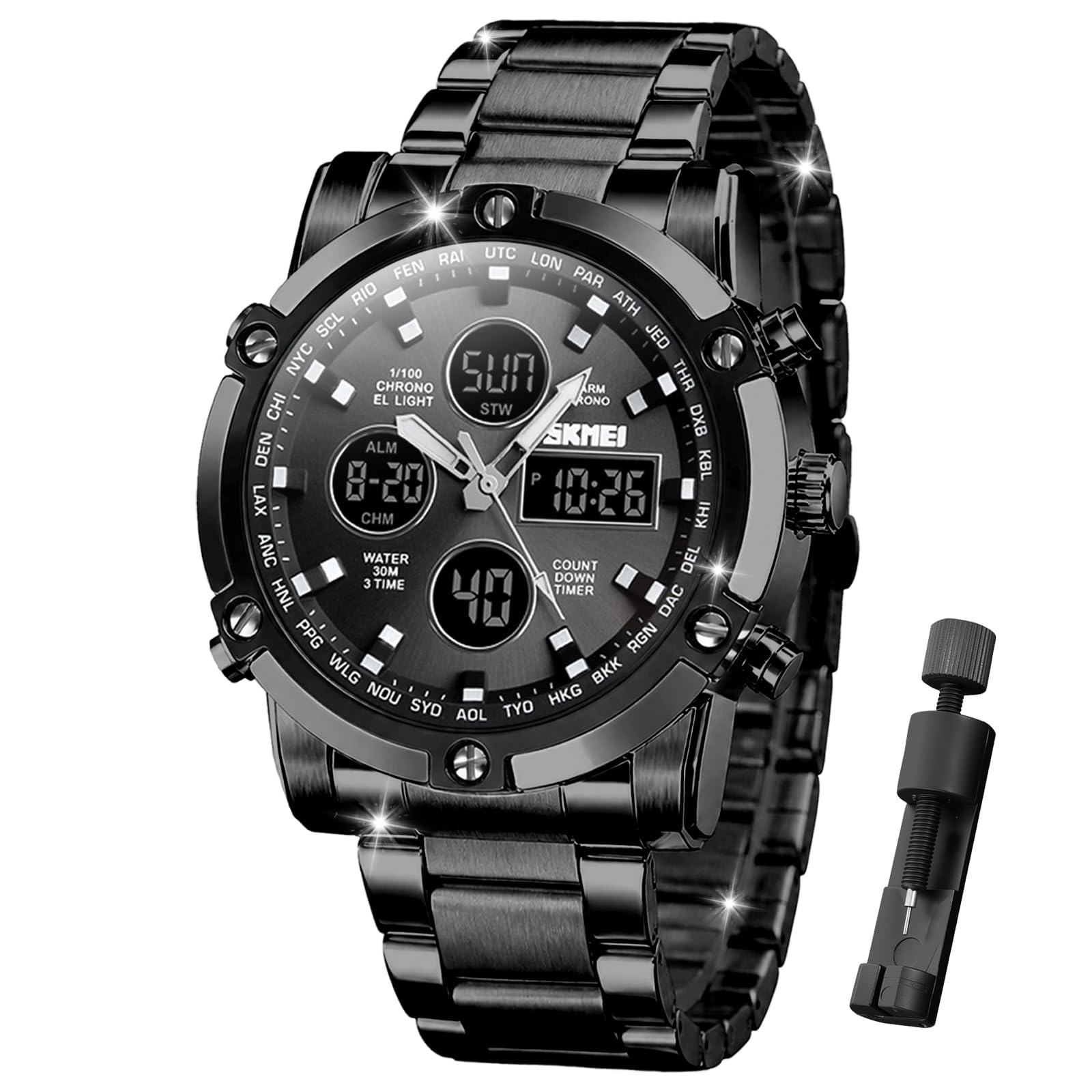 SKMEI Men's Analogue-Digital Quartz Watch – Stainless Steel Bracelet