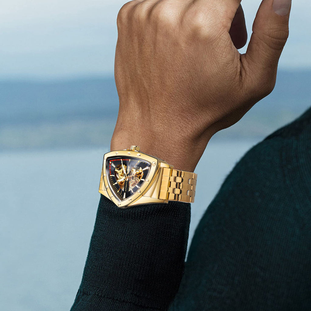 FORSINING Men's Automatic Skeleton Watch – Triangular Dial