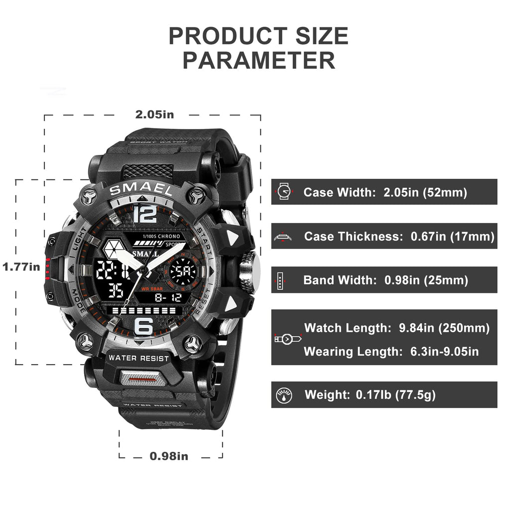 SMAEL Men's Analogue-Digital Military Sports Watch