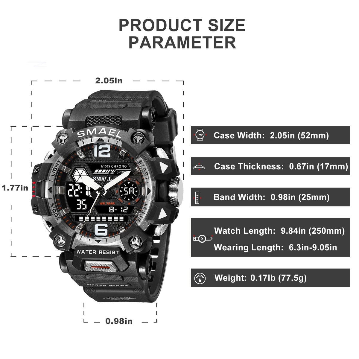 SMAEL Men's Analogue-Digital Military Sports Watch