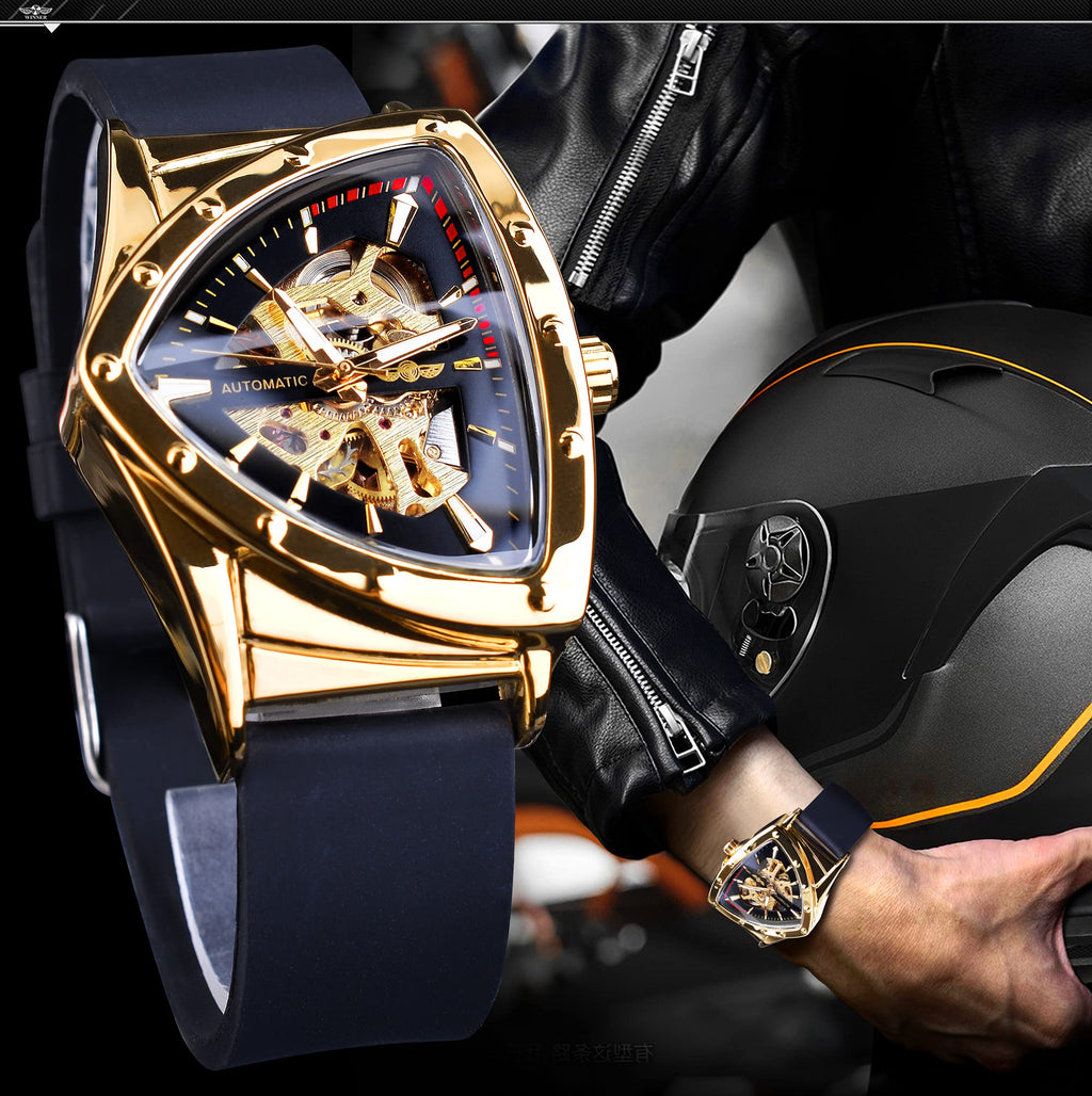 FORSINING Men's Automatic Skeleton Watch – Triangular Dial
