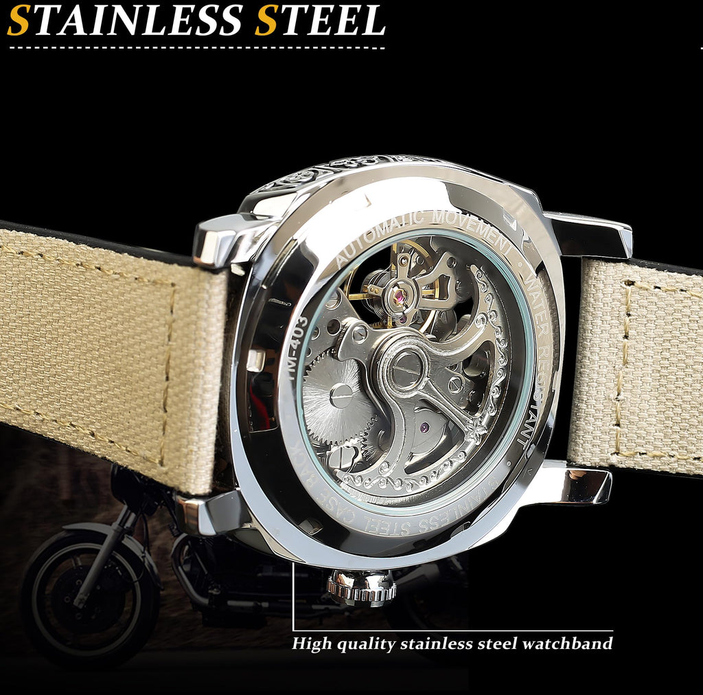 FORSINING Men's Automatic Skeleton Watch – Square Case
