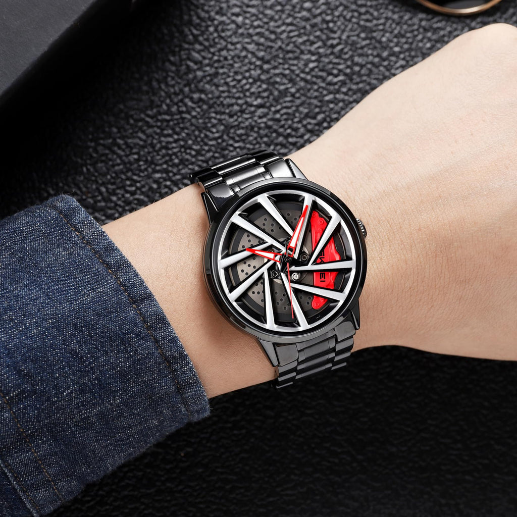 SKMEI Men's 3D Spinning Car-Wheel Quartz Watch