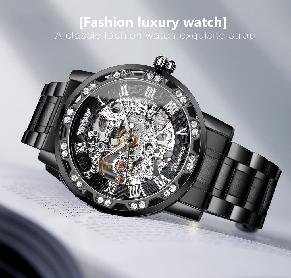 FORSINING Men's Manual-Wind Skeleton Watch – Floral Dial