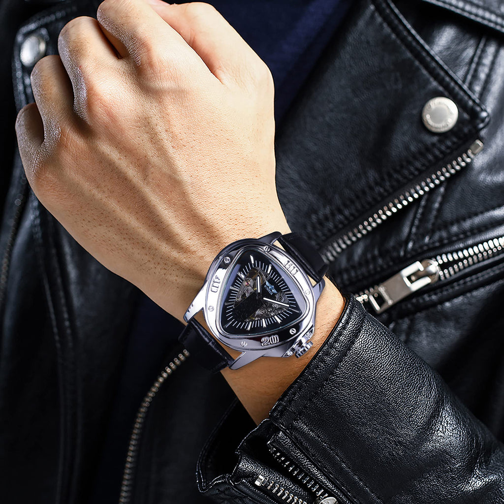 WINNER Men's Automatic Skeleton Watch – Triangular Racing Dial
