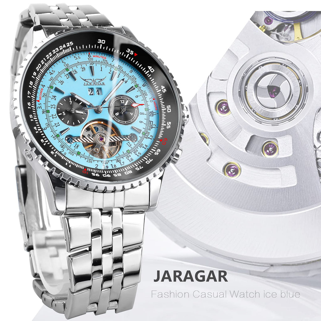 FORSINING Men's Automatic Skeleton Watch - Blue Dial