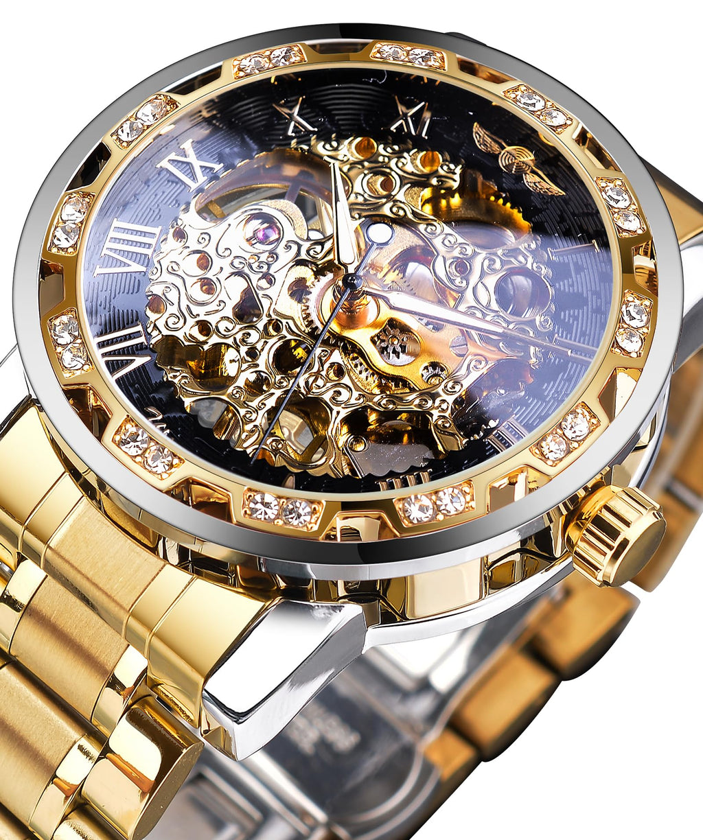FORSINING Men's Manual-Wind Skeleton Watch – Floral Dial