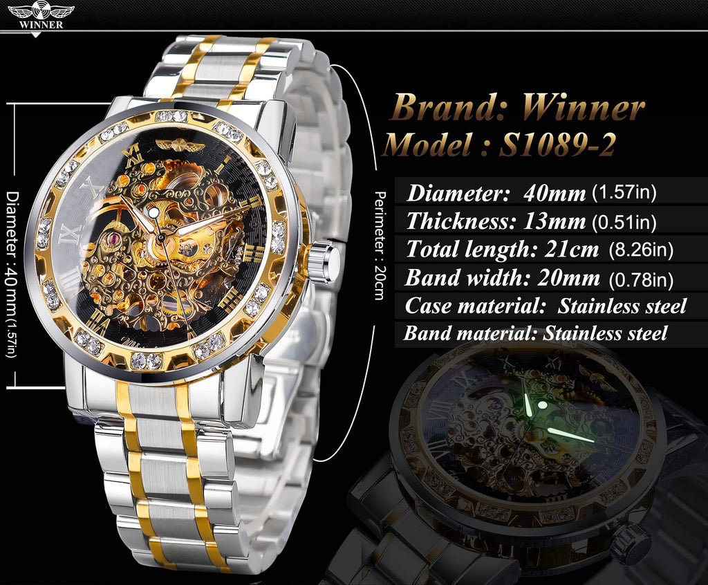 FORSINING Men's Manual-Wind Skeleton Watch – Floral Dial