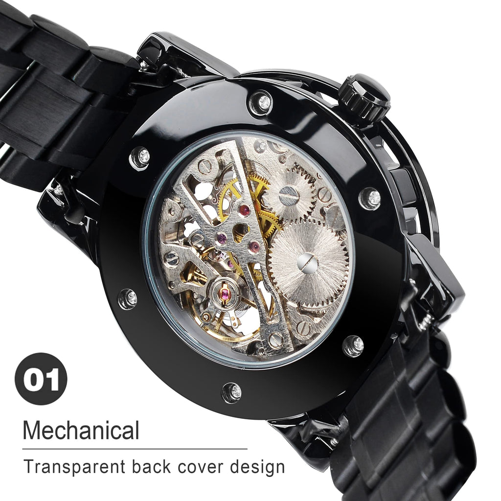 FORSINING Men's Manual-Wind Skeleton Watch – Floral Dial
