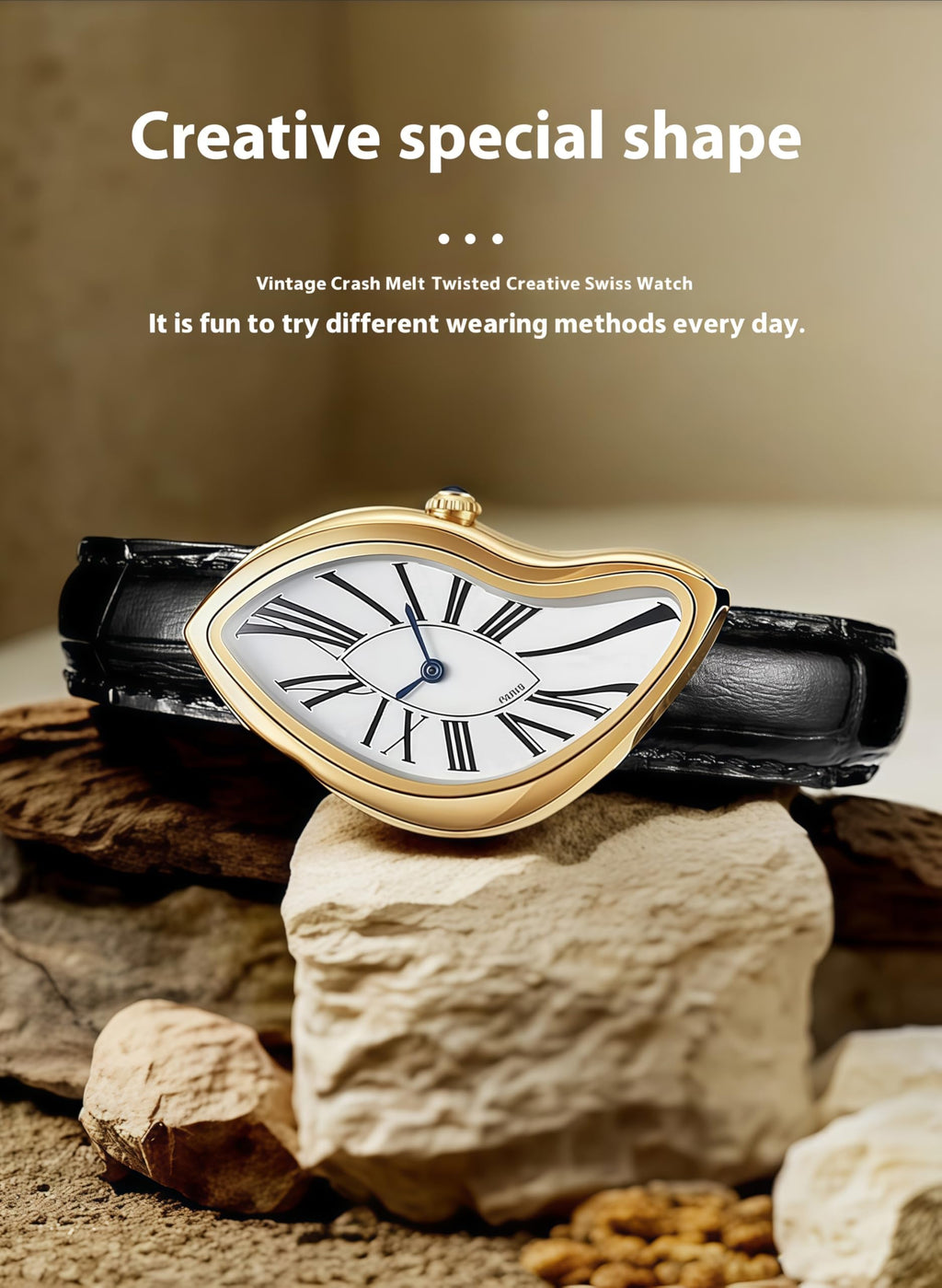 Men's Melting Dial Quartz Watch - Leather Strap