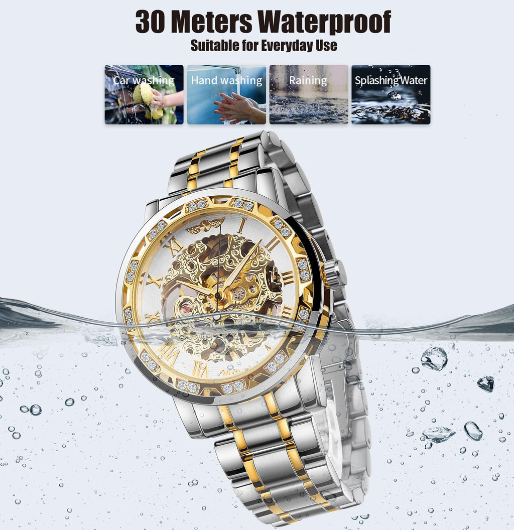 FORSINING Men's Manual-Wind Skeleton Watch – Floral Dial