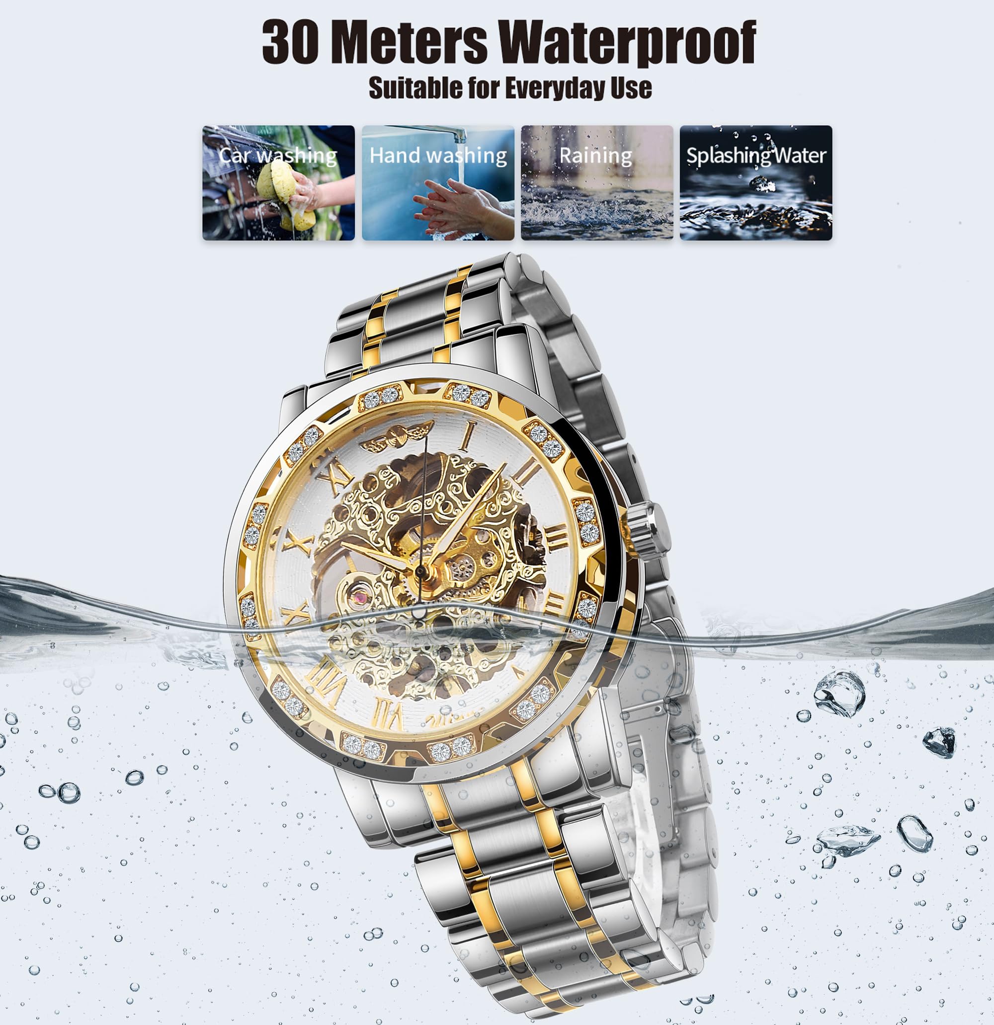 FORSINING Men's Manual-Wind Skeleton Watch – Floral Dial