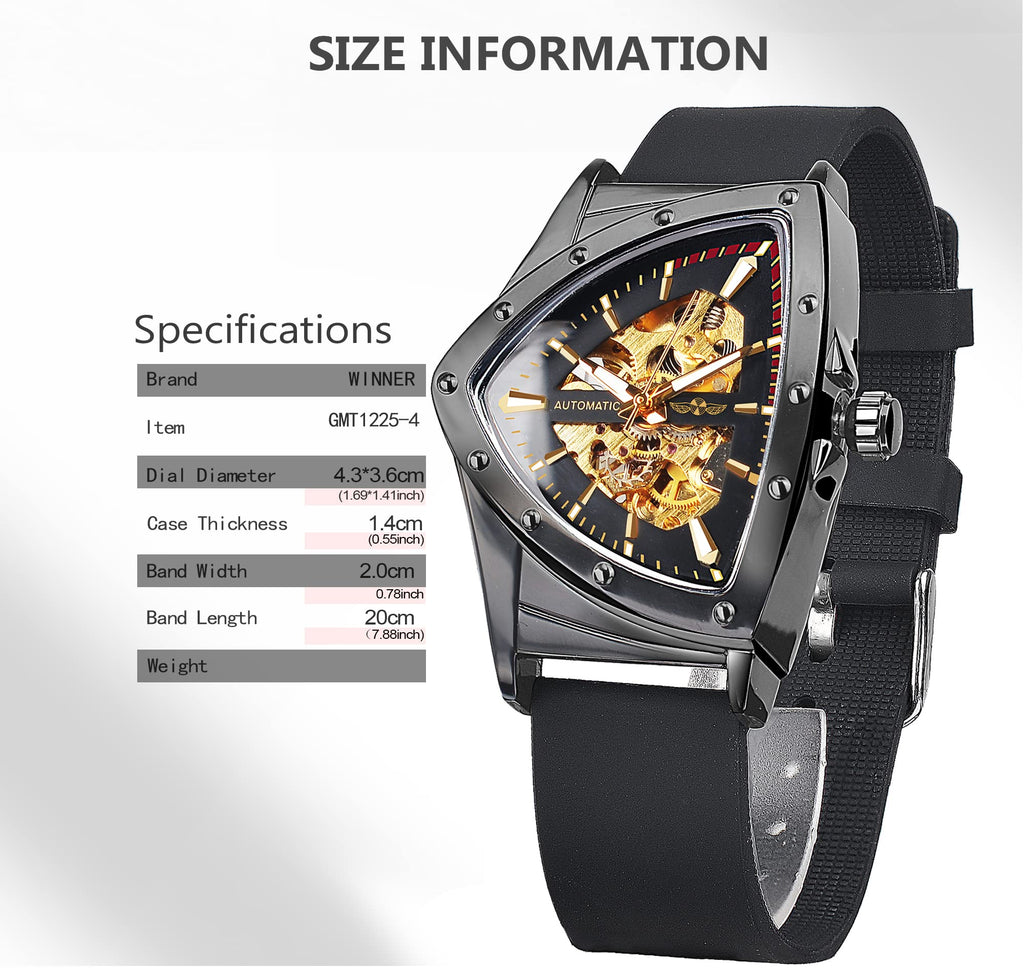 FORSINING Men's Automatic Skeleton Watch – Triangular Dial