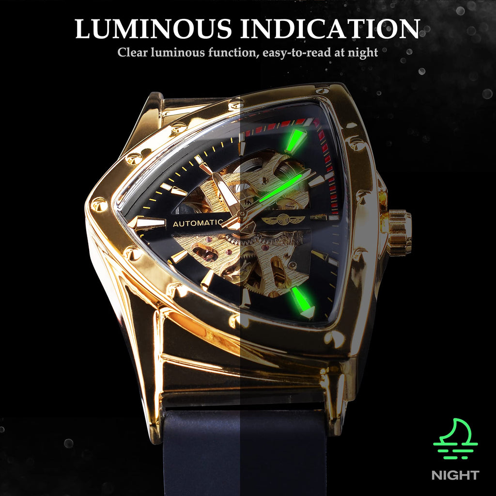 FORSINING Men's Automatic Skeleton Watch – Triangular Dial