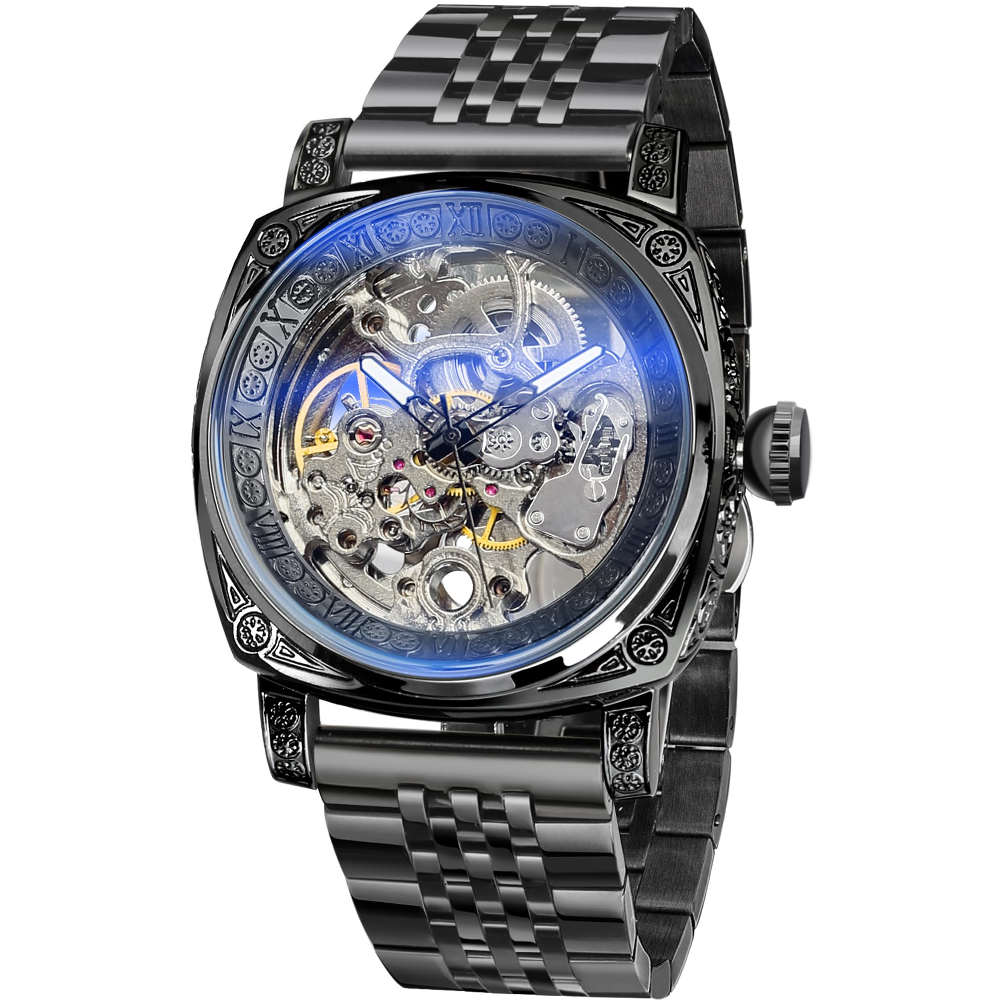 FORSINING Men's Automatic Skeleton Watch – Square Case