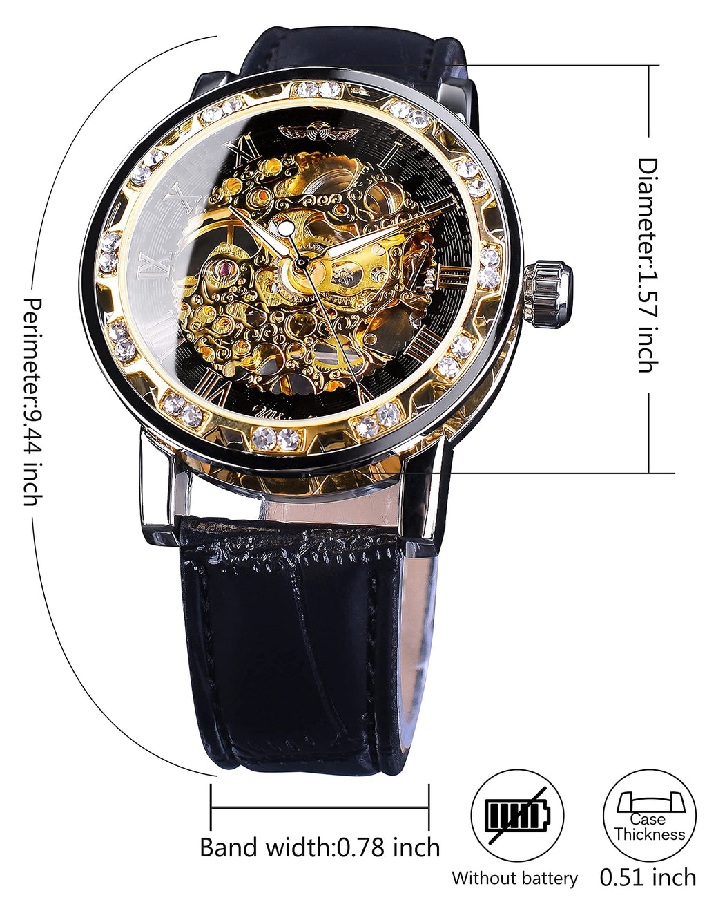 FORSINING Men's Manual-Wind Skeleton Watch – Floral Dial