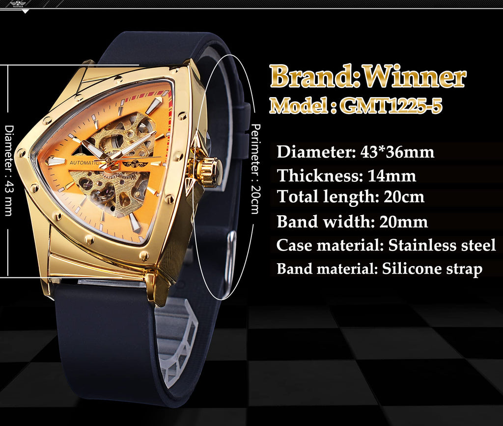 FORSINING Men's Automatic Skeleton Watch – Triangular Dial