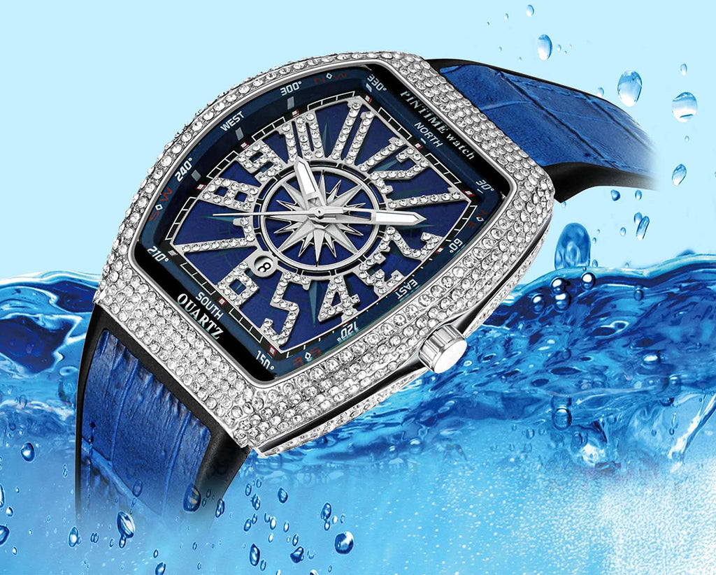 FANMIS Men's Rectangular Quartz Watch – Rhinestone Case