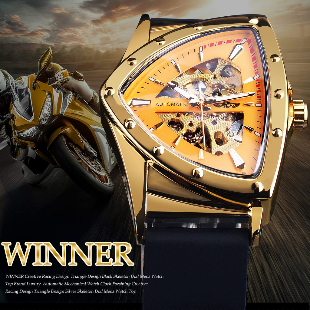 FORSINING Men's Automatic Skeleton Watch – Triangular Dial
