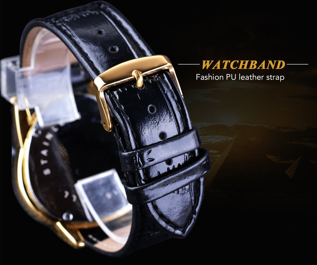WINNER Men's Automatic Skeleton Watch – Triangular Racing Dial