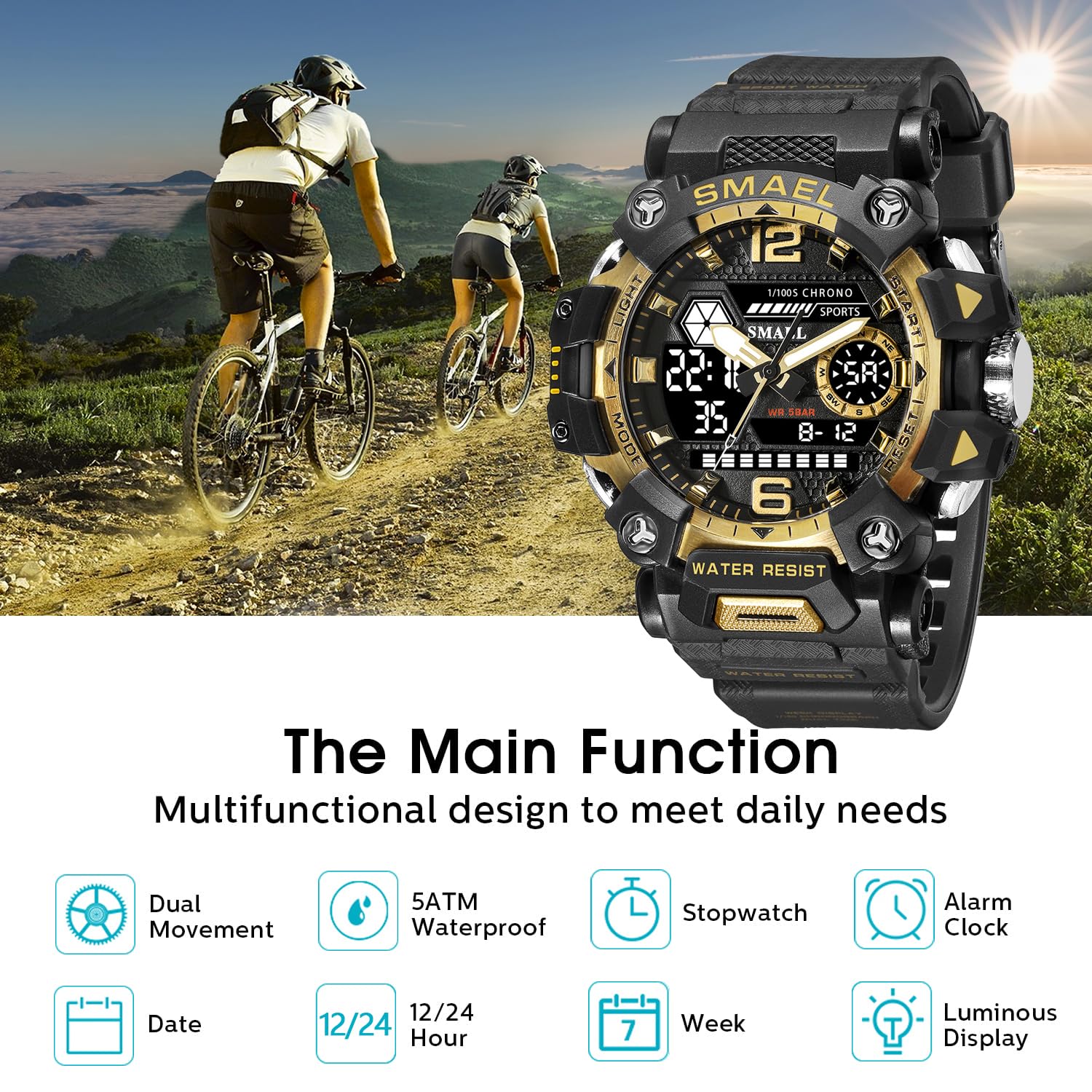 SMAEL Men's Analogue-Digital Military Sports Watch