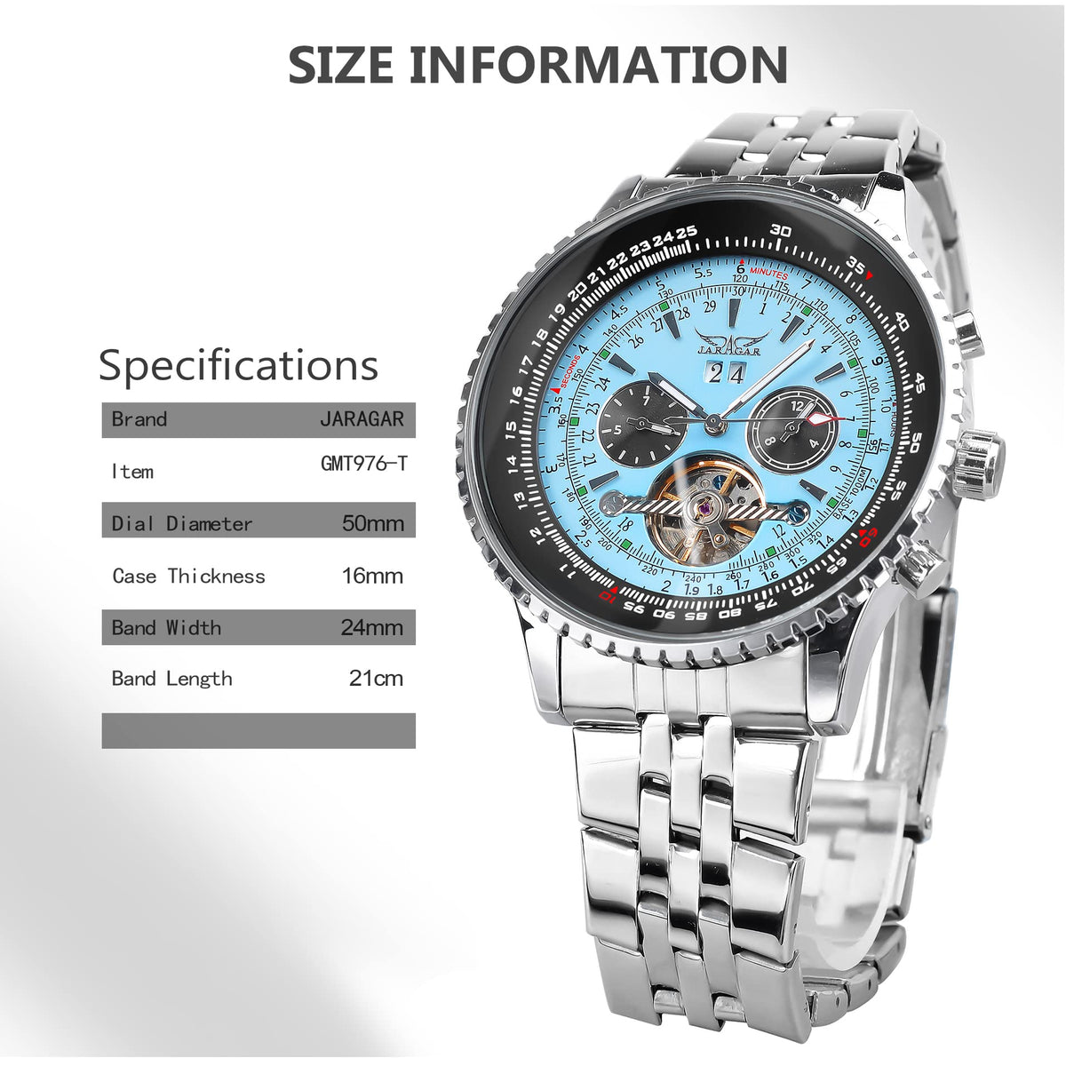 FORSINING Men's Automatic Skeleton Watch - Blue Dial