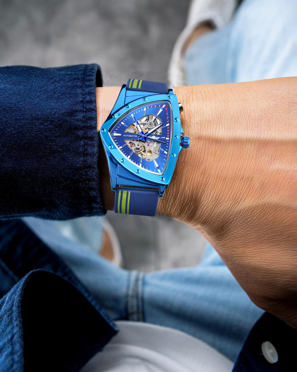 FORSINING Men's Automatic Skeleton Watch – Triangular Dial