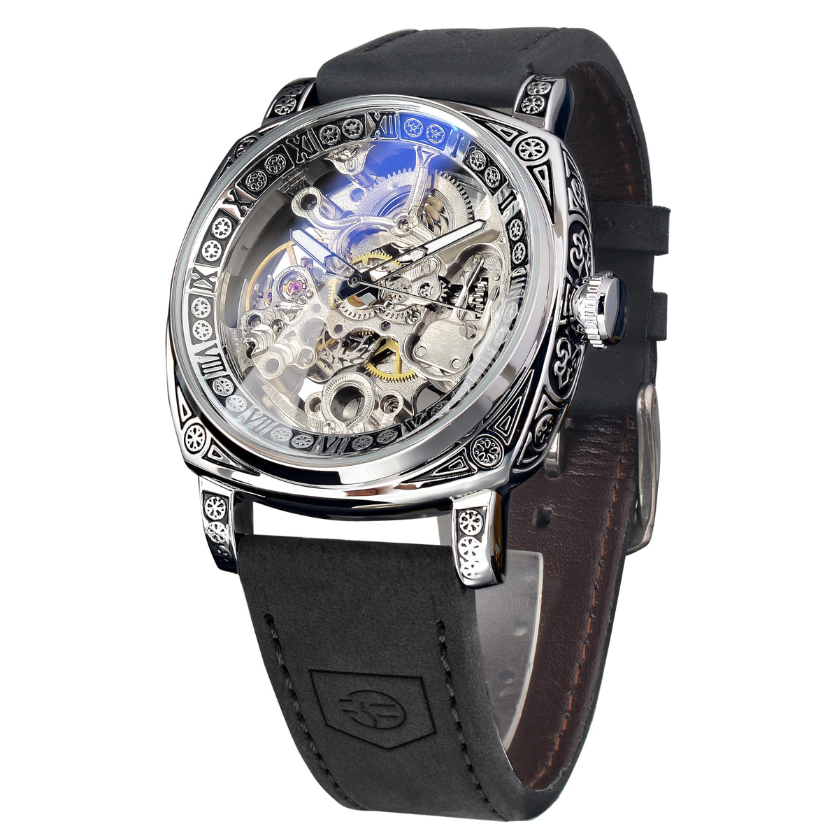 FORSINING Men's Automatic Skeleton Watch – Square Case