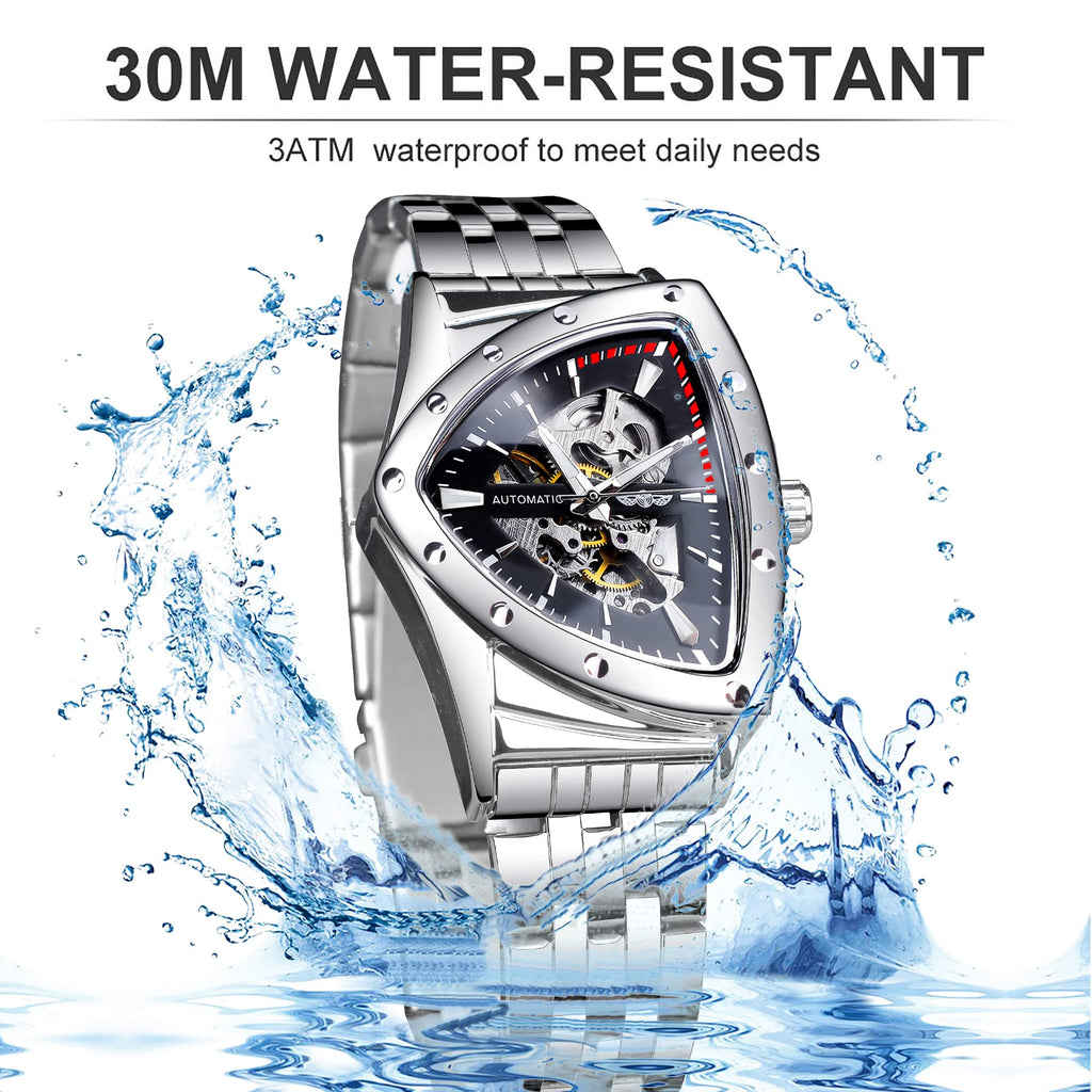 FORSINING Men's Automatic Skeleton Watch – Triangular Dial