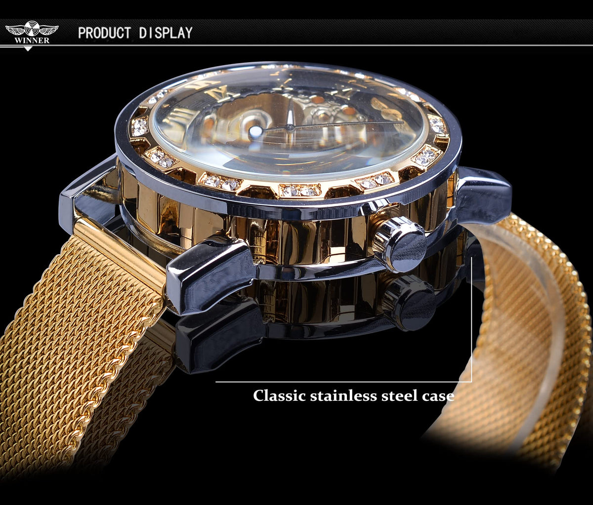 FORSINING Men's Manual-Wind Skeleton Watch – Floral Dial
