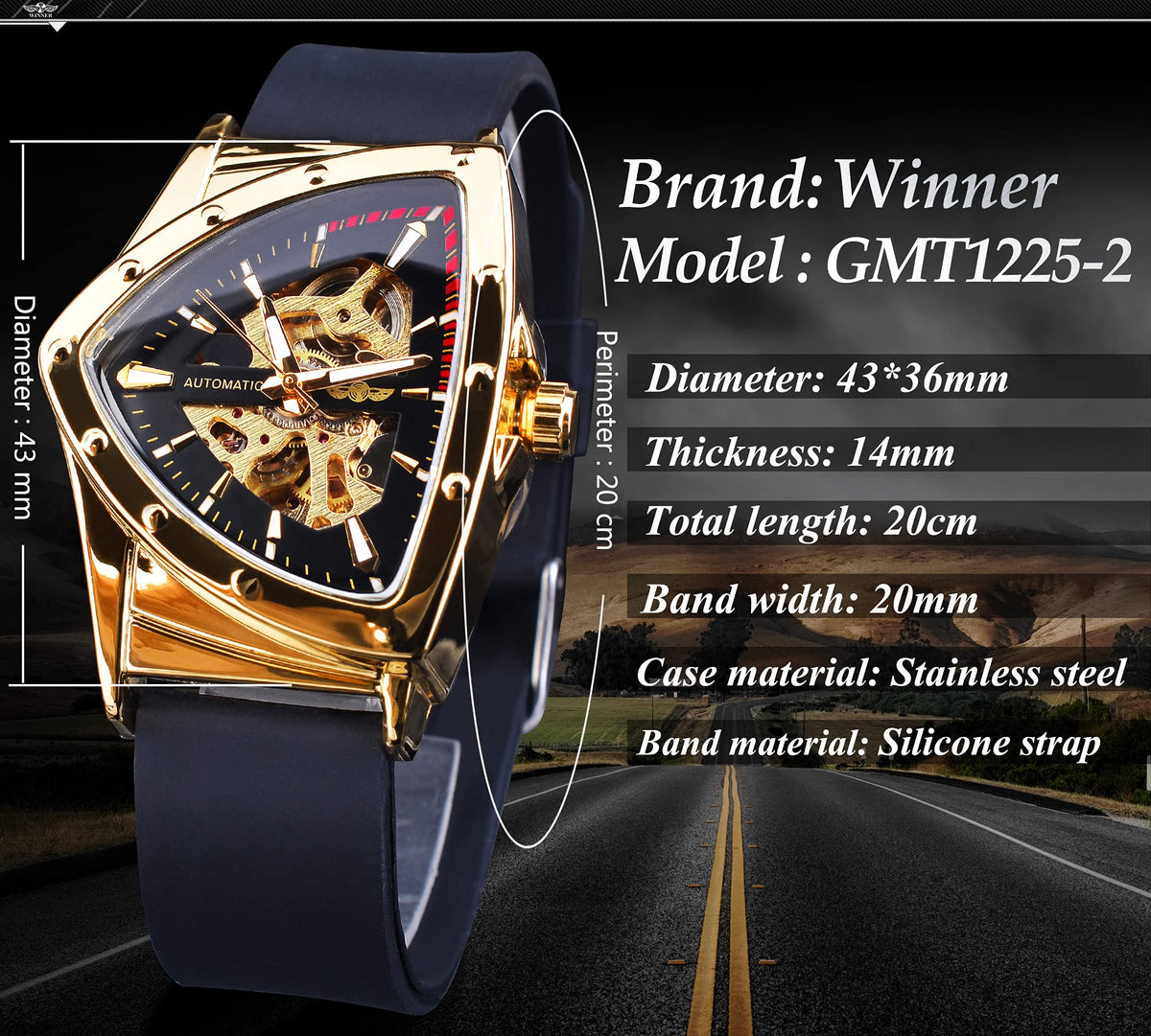 FORSINING Men's Automatic Skeleton Watch – Triangular Dial