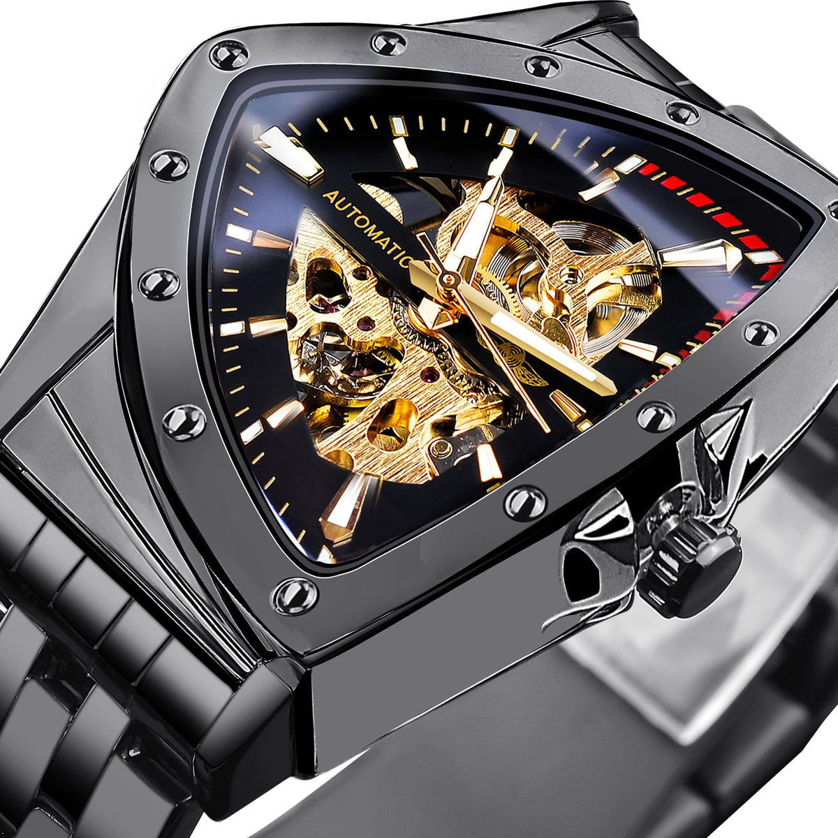 FORSINING Men's Automatic Skeleton Watch – Triangular Dial