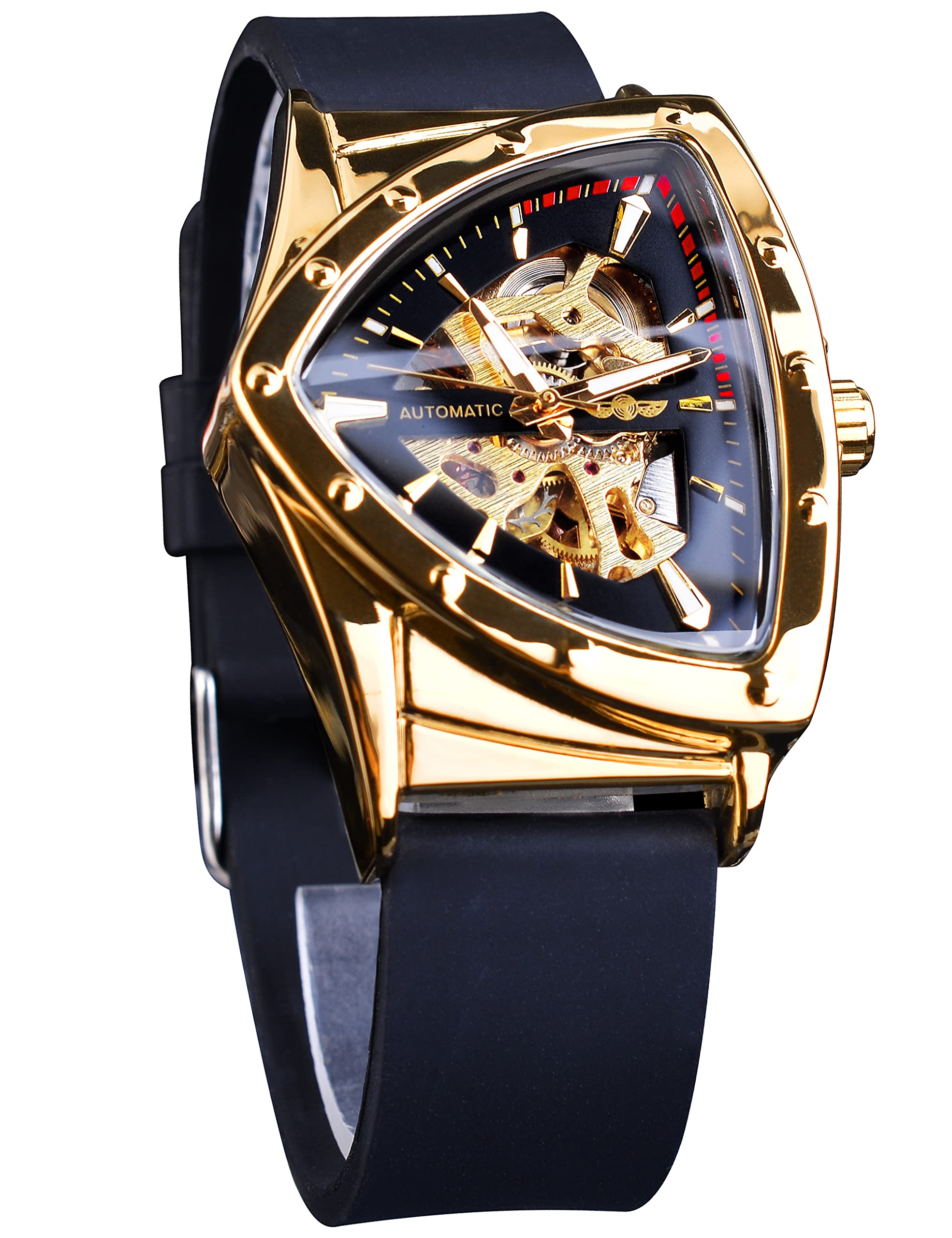 FORSINING Men's Automatic Skeleton Watch – Triangular Dial