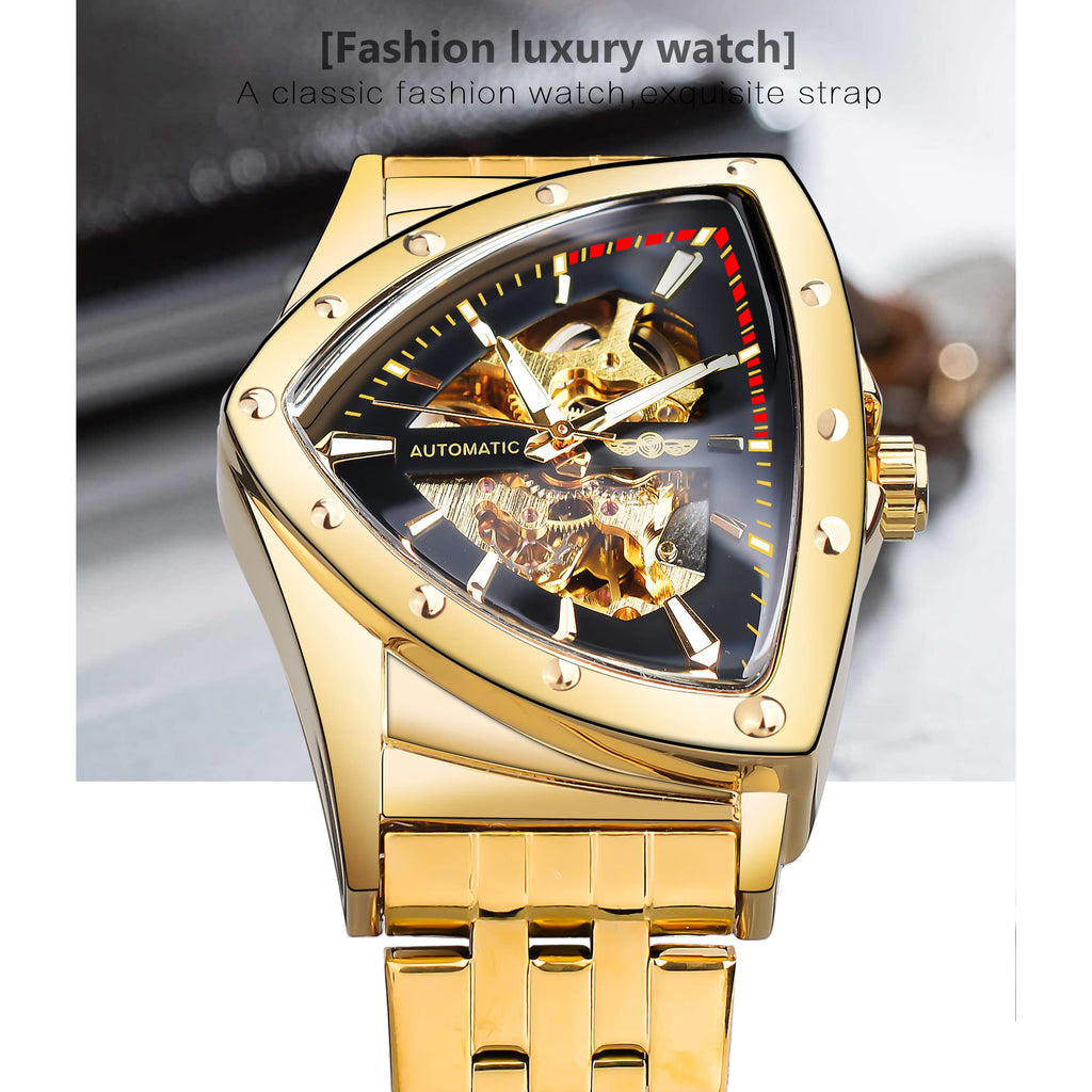 FORSINING Men's Automatic Skeleton Watch – Triangular Dial