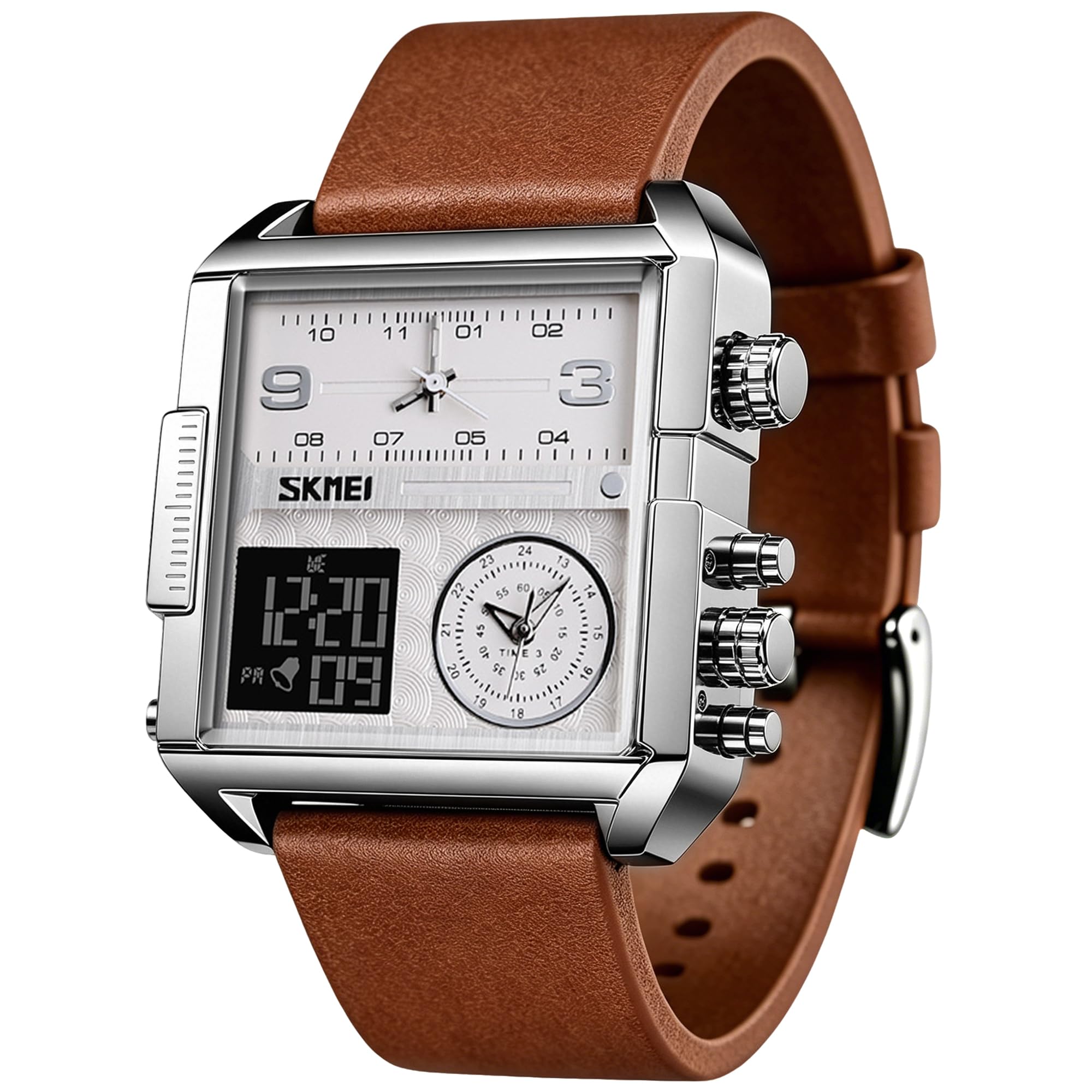 SKMEI Men's Square Analogue-Digital Multi-Time Sports Watch