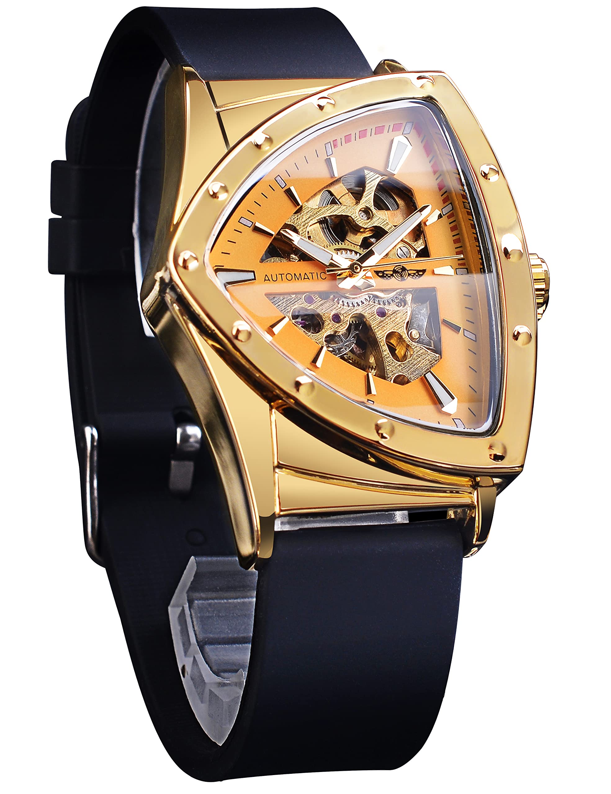 FORSINING Men's Automatic Skeleton Watch – Triangular Dial