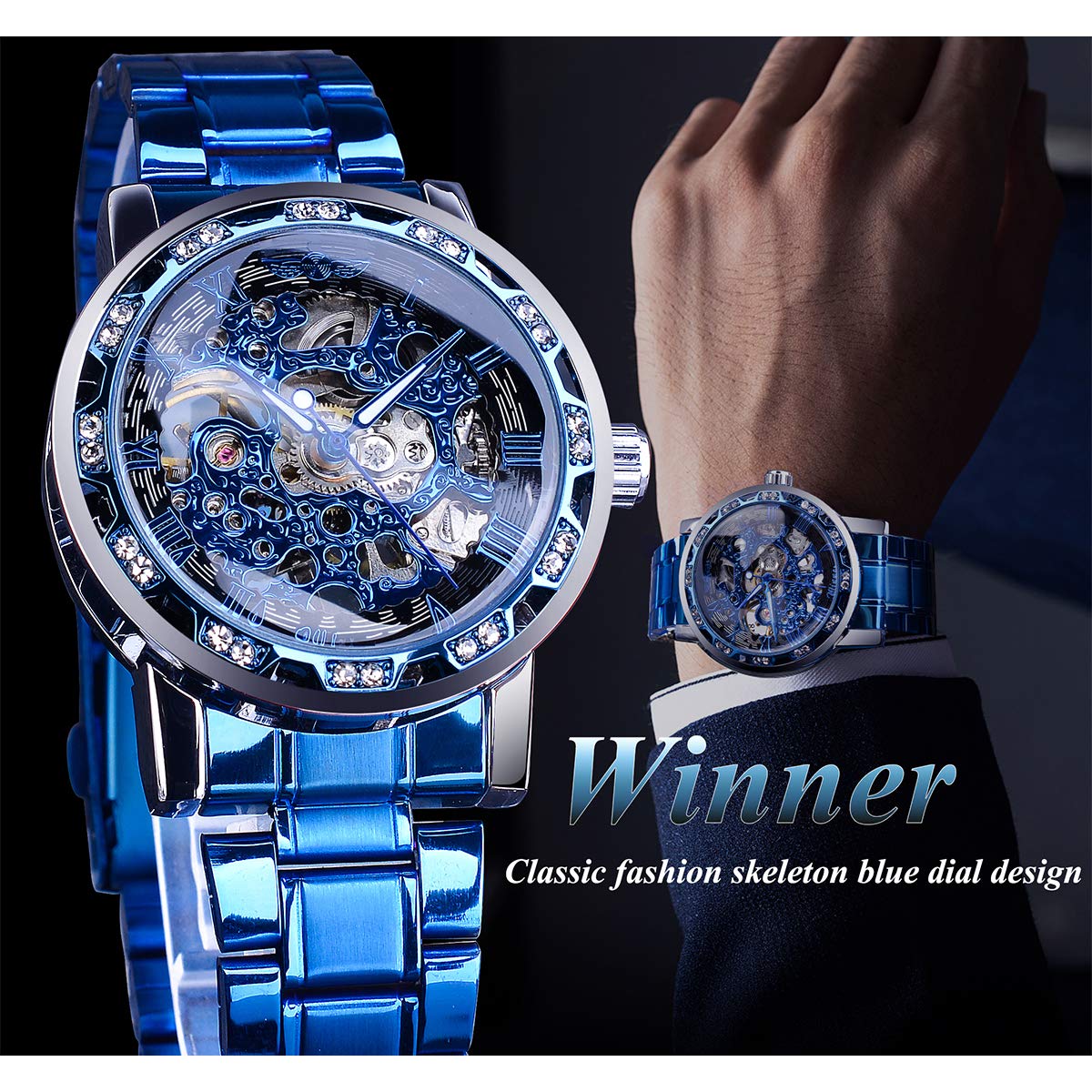 FORSINING Men's Manual-Wind Skeleton Watch – Floral Dial
