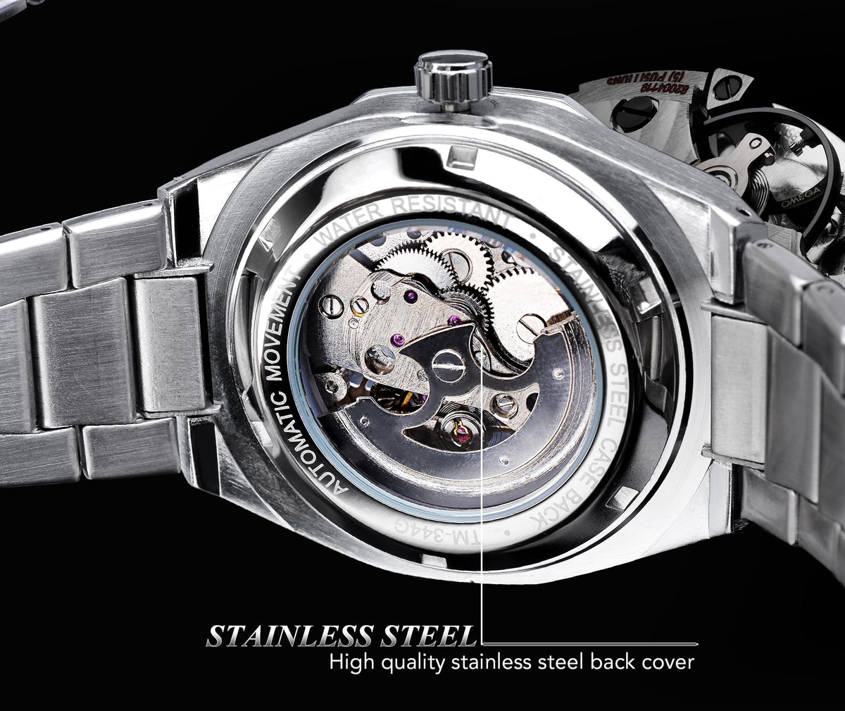 FORSINING Men's Silver Automatic Skeleton Watch – Octagonal Case