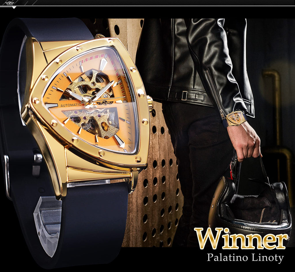FORSINING Men's Automatic Skeleton Watch – Triangular Dial