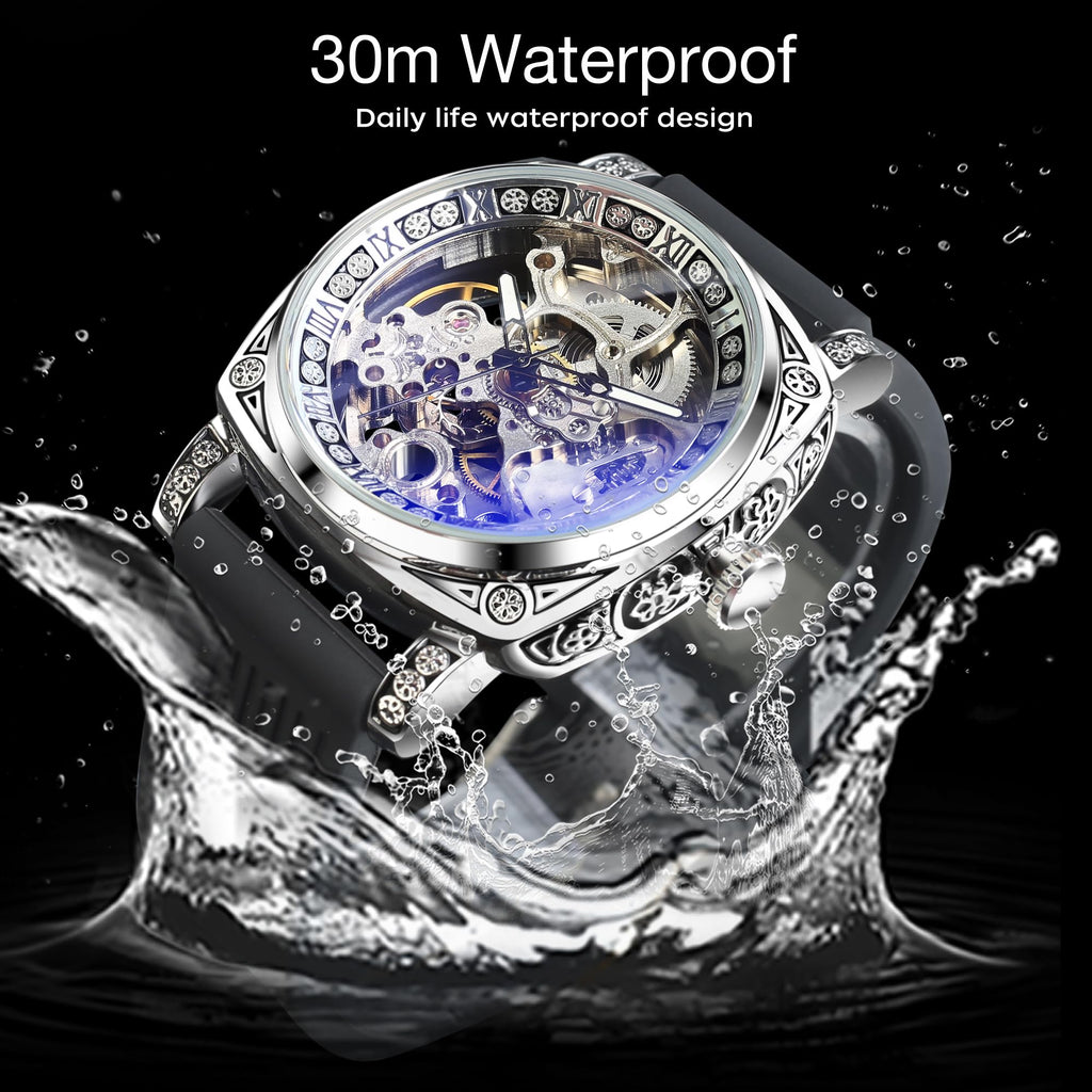 FORSINING Men's Automatic Skeleton Watch – Square Case
