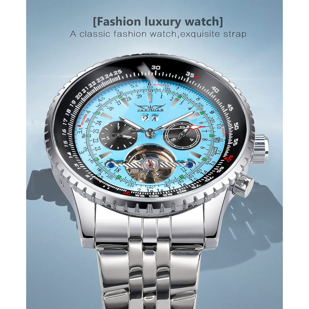 FORSINING Men's Automatic Skeleton Watch - Blue Dial