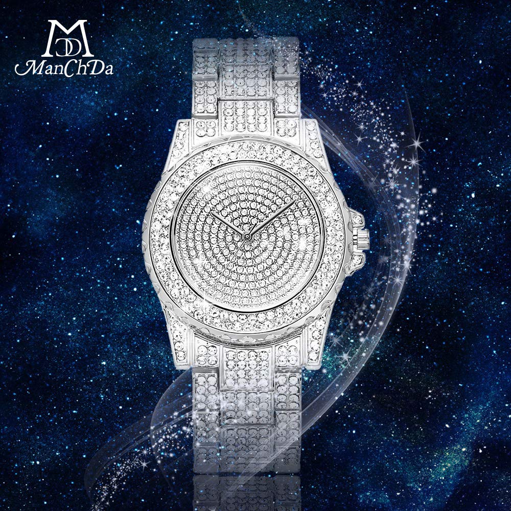 Women's Crystal-Set Quartz Bracelet Watch – Silver