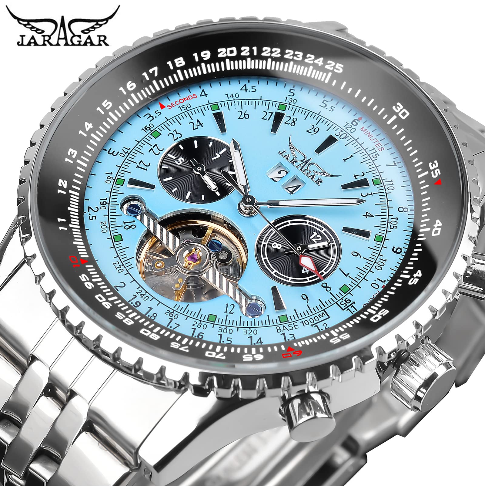 FORSINING Men's Automatic Skeleton Watch - Blue Dial