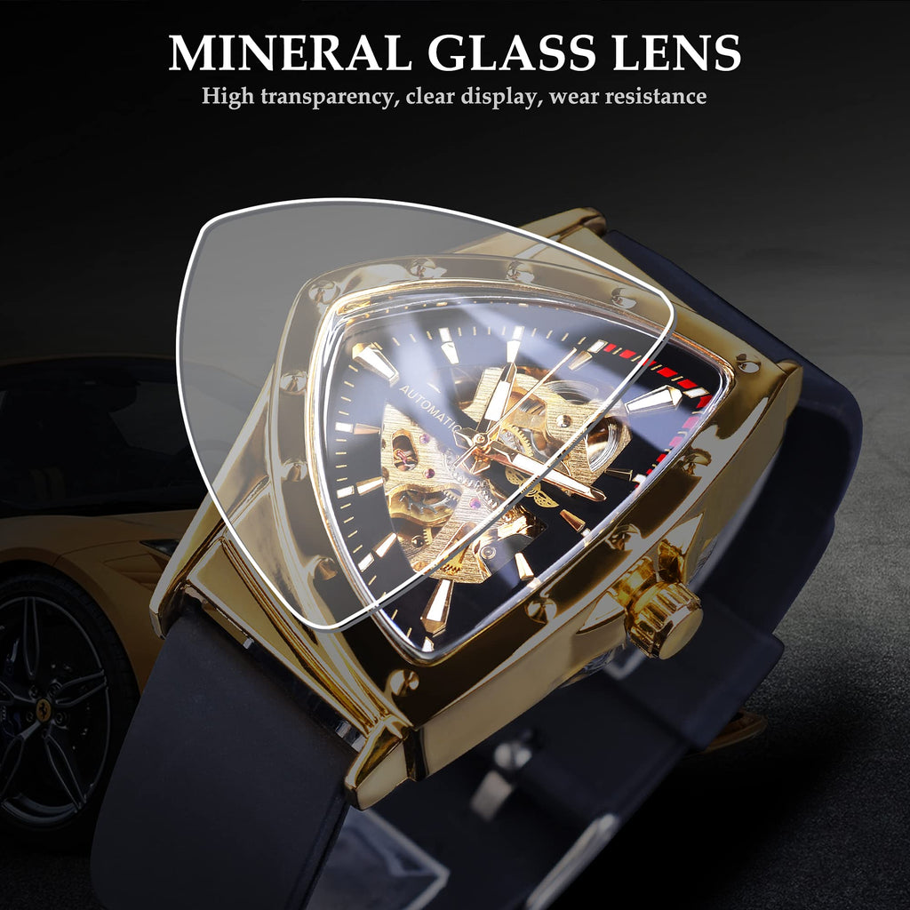 FORSINING Men's Automatic Skeleton Watch – Triangular Dial