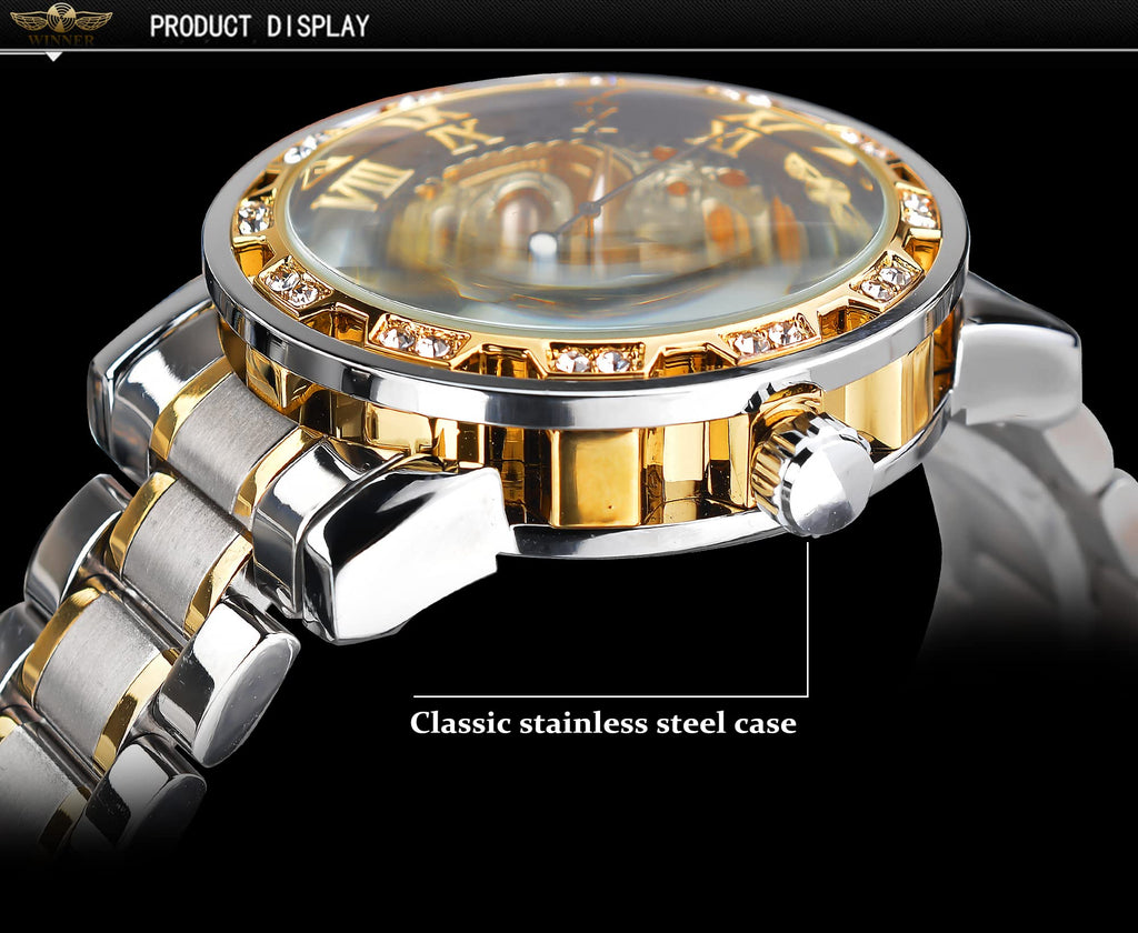 FORSINING Men's Manual-Wind Skeleton Watch – Floral Dial