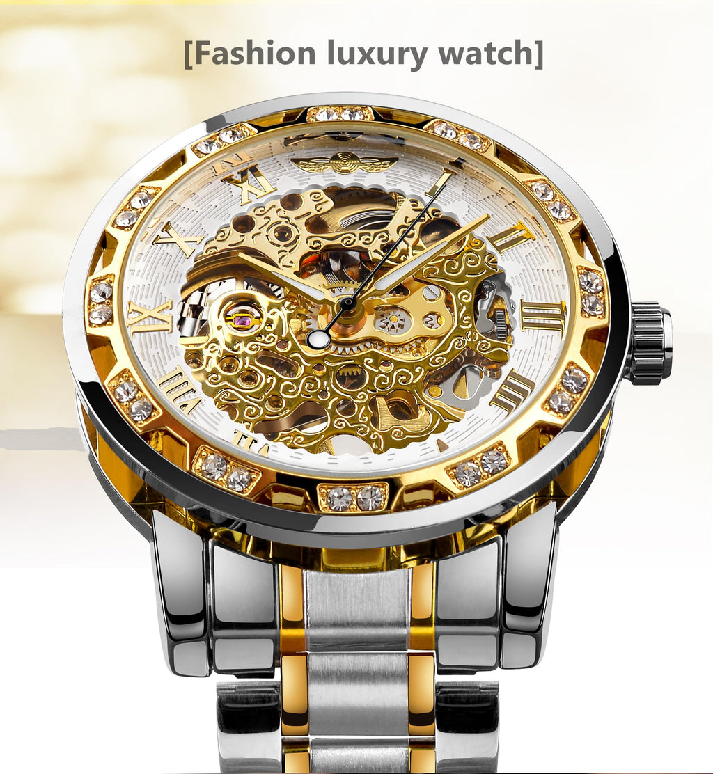 FORSINING Men's Manual-Wind Skeleton Watch – Floral Dial