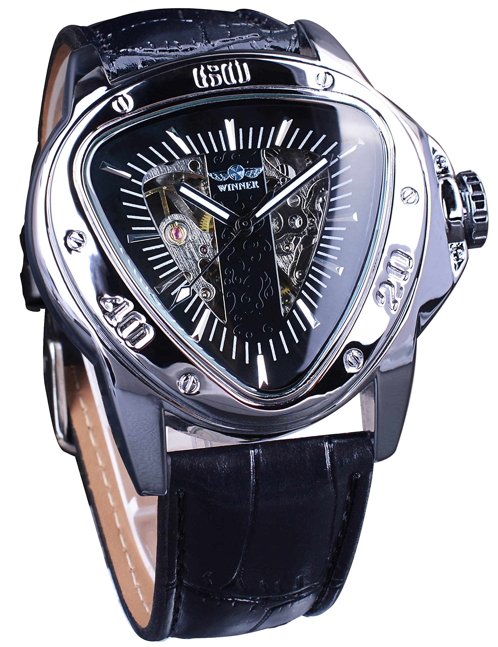 WINNER Men's Automatic Skeleton Watch – Triangular Racing Dial