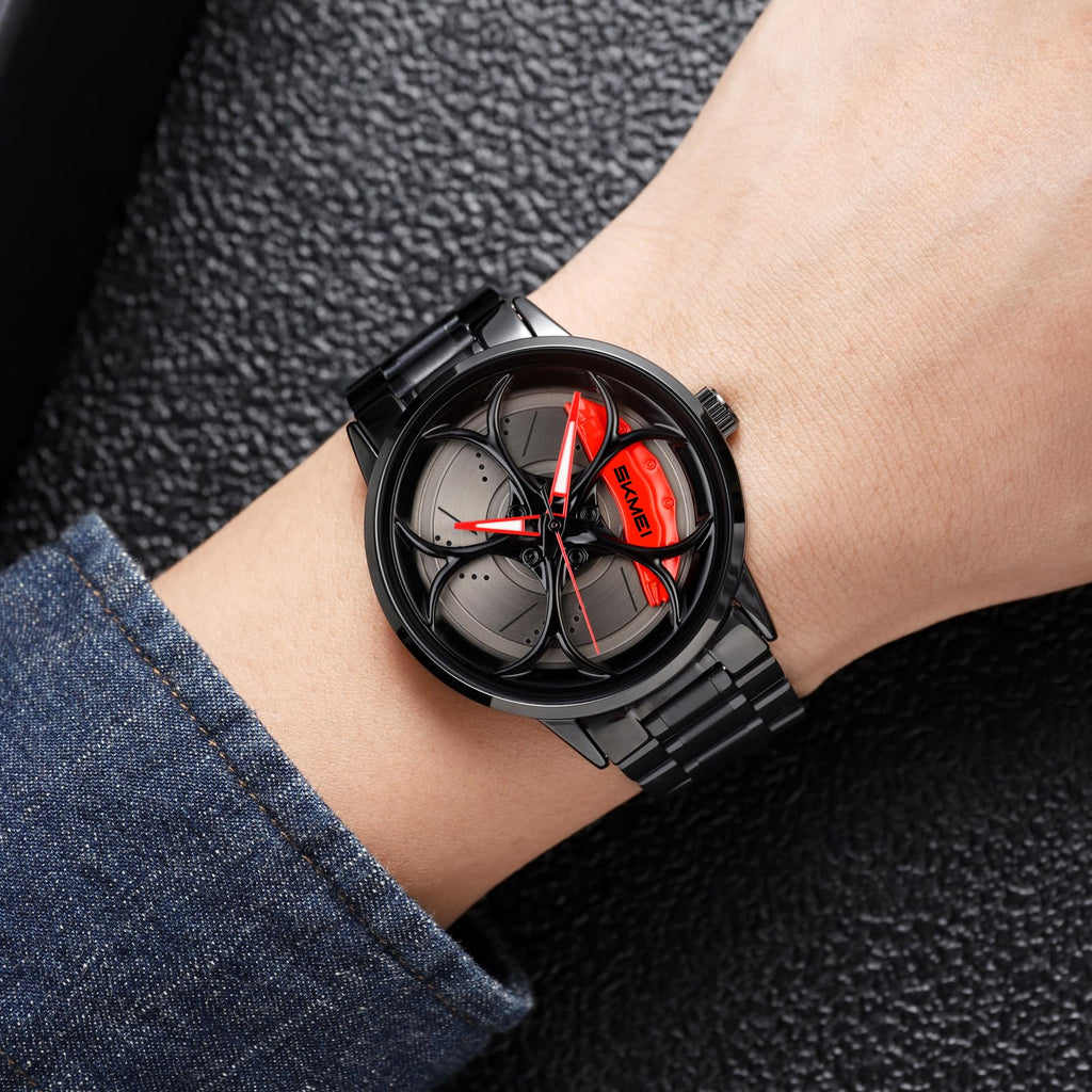 SKMEI Men's 3D Spinning Car-Wheel Quartz Watch