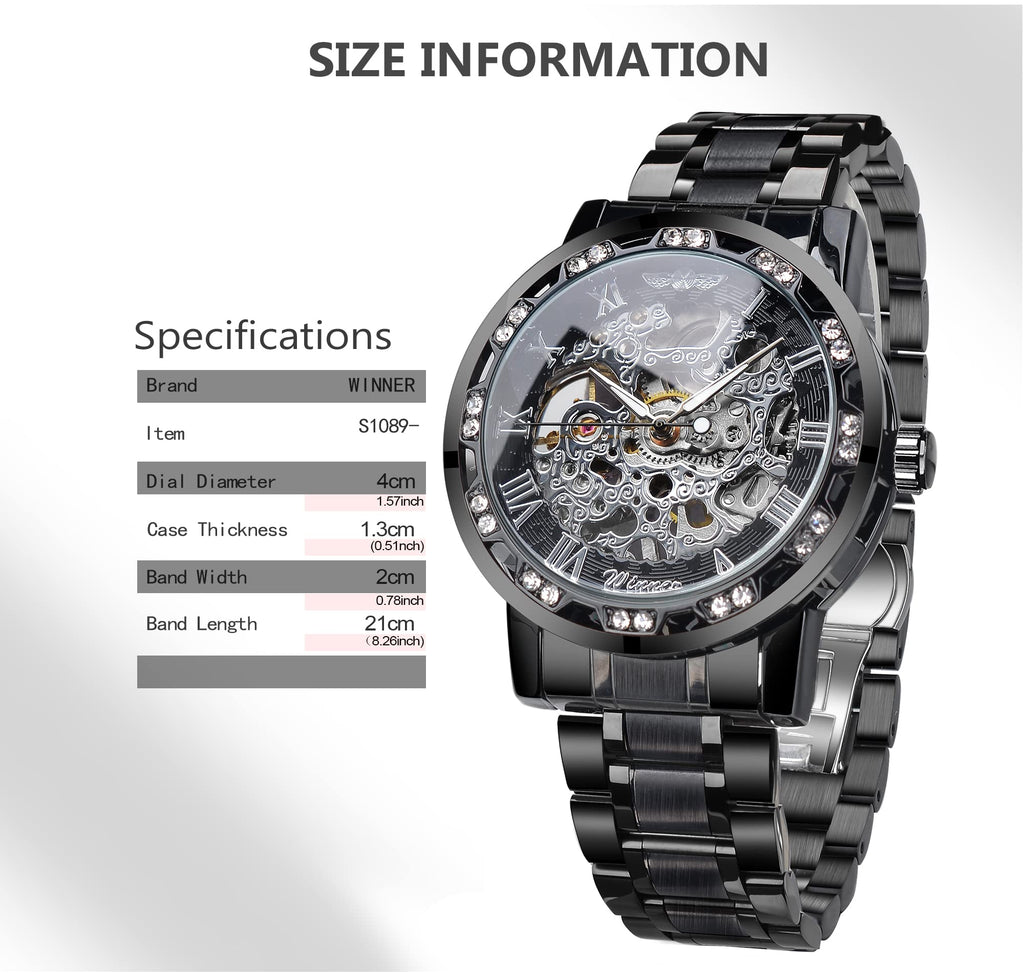 FORSINING Men's Manual-Wind Skeleton Watch – Floral Dial