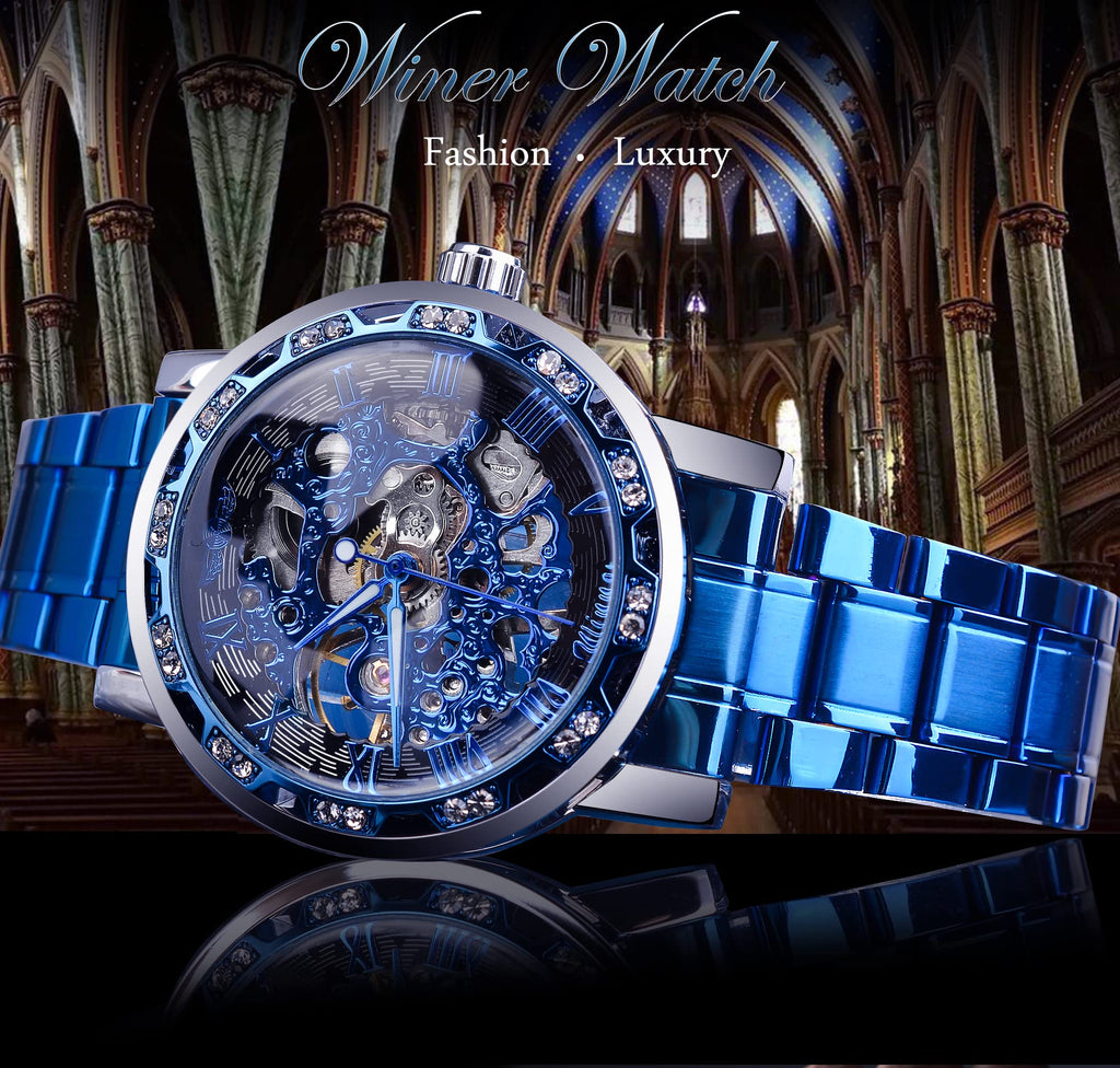 FORSINING Men's Manual-Wind Skeleton Watch – Floral Dial